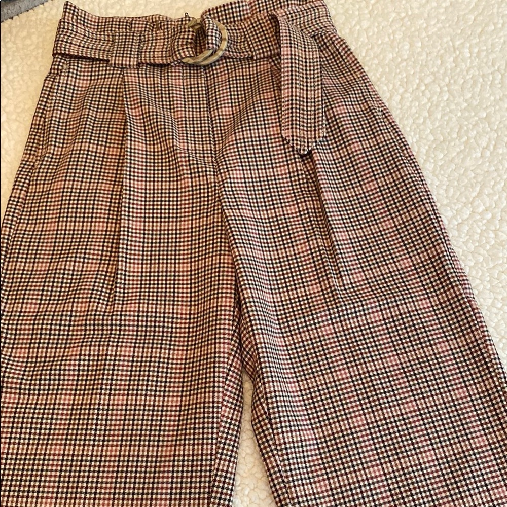 Mango Brown and Black Dress Pants with Classic Plaid Design